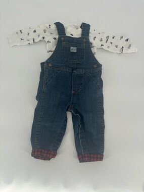 Carter's Navy Denim Overalls for Babies - Blue Train 9 Months Boy Infant Outfit